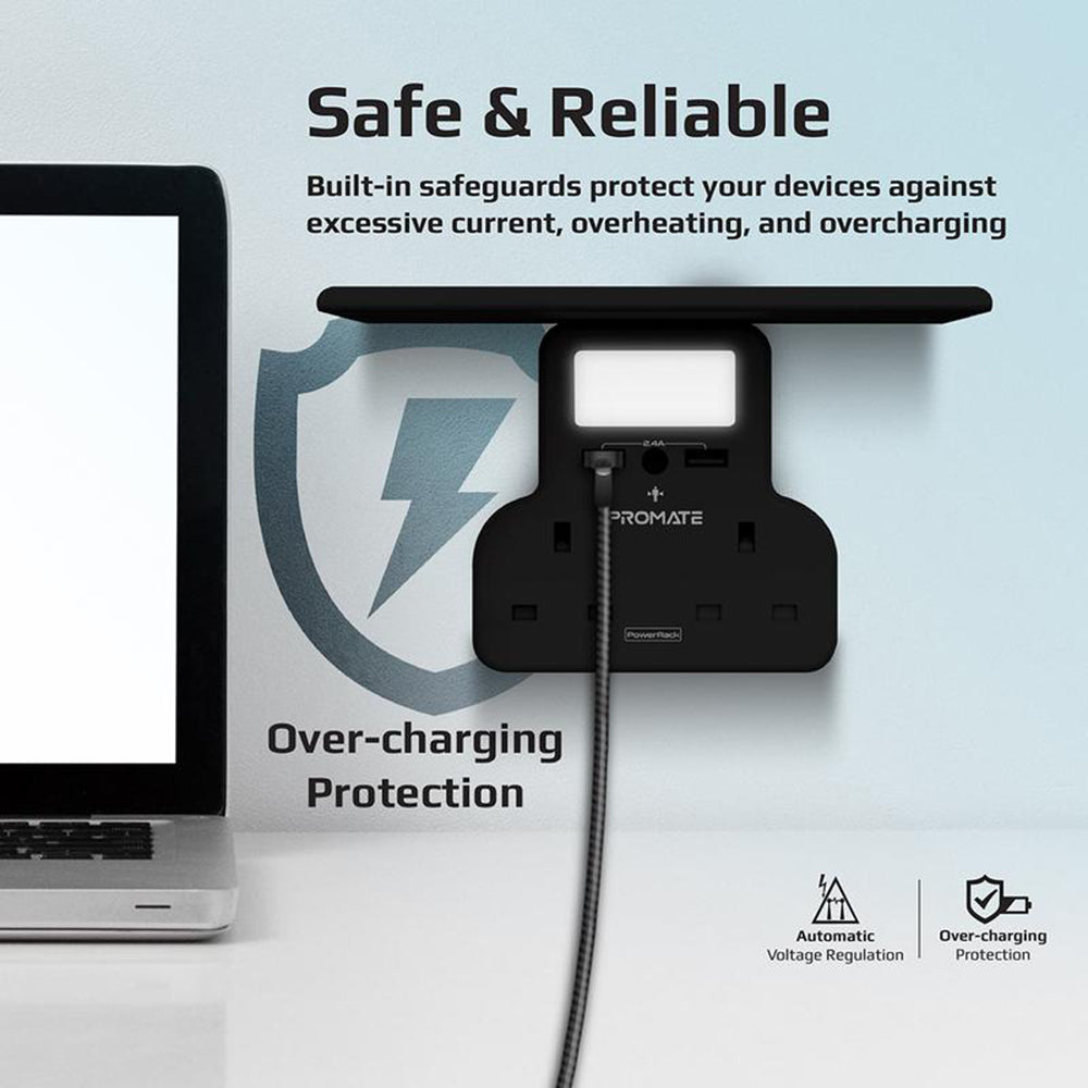 Promate PowerRack 5-in-1 Wall-Mount Charging Station Promate PowerRack 5-in-1 Wall-Mount Charging Station